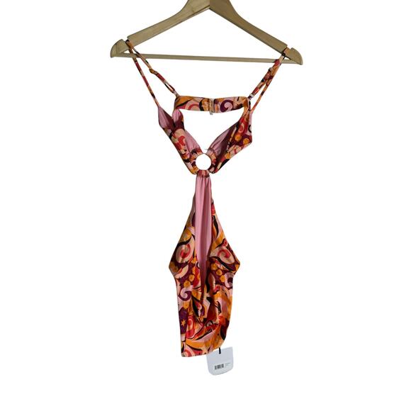 Beach Riot Kirsten 70s Geo Print Cut Out O-Ring One Piece Swimsuit Size Small - Picture 7 of 8